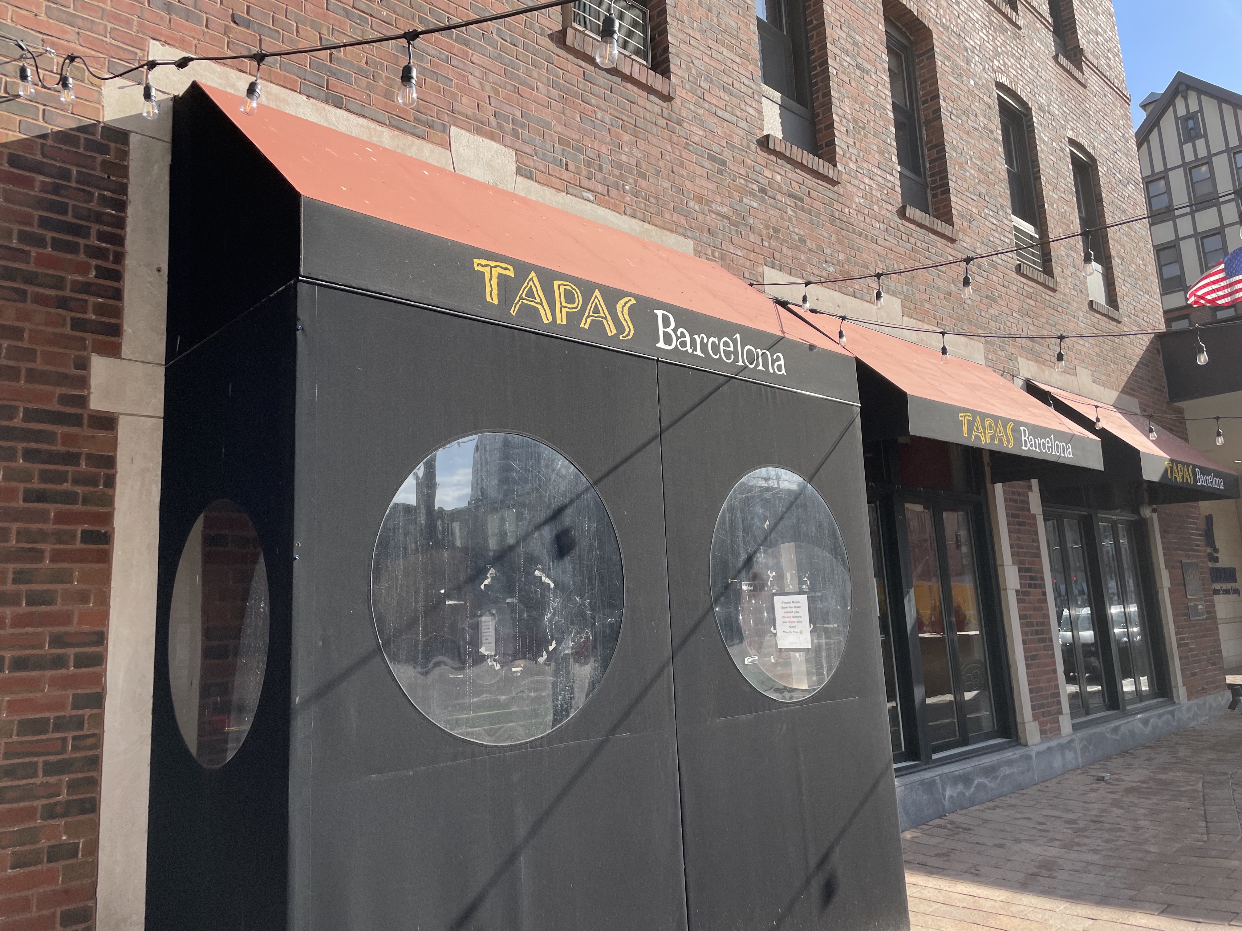 Entrance vestibule of a restaurant.